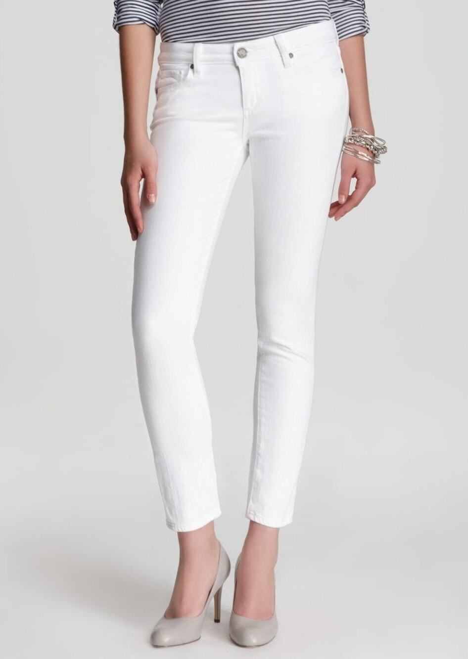 NWOT $189 PAIGE SKYLINE WHITE DENIM ANKLE JEANS 24